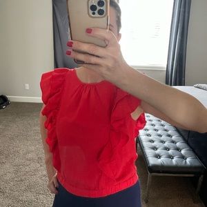 Coral ruffle top